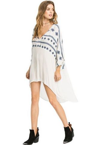 F4567 Womens Embroideried Swimsuit Cover Up Tunic Shirts Beachwear